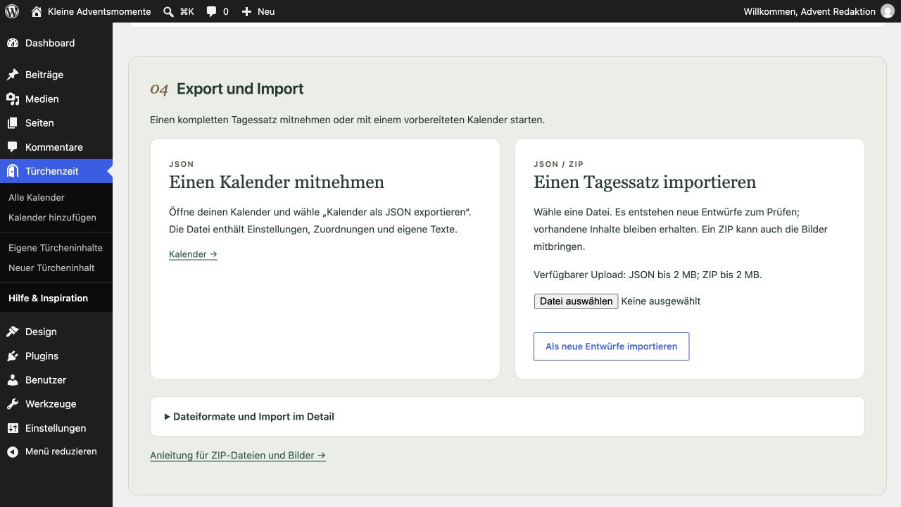 Tagessätze übertragen